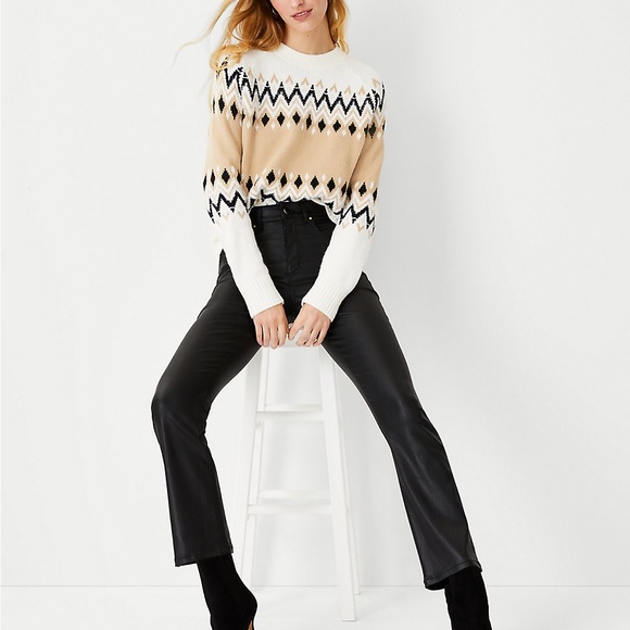 Ann Taylor Coated High Waist Boot Crop Jeans - Picture 3 of 7